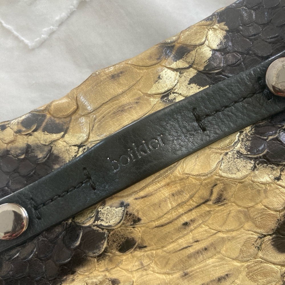 Botkier Metallic Gold and Black Snakeskin Bag